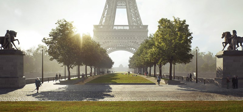 En la Torre Eiffel, una bailarina de cuerda, de 70 metros de altura, caminó sobre el Sena