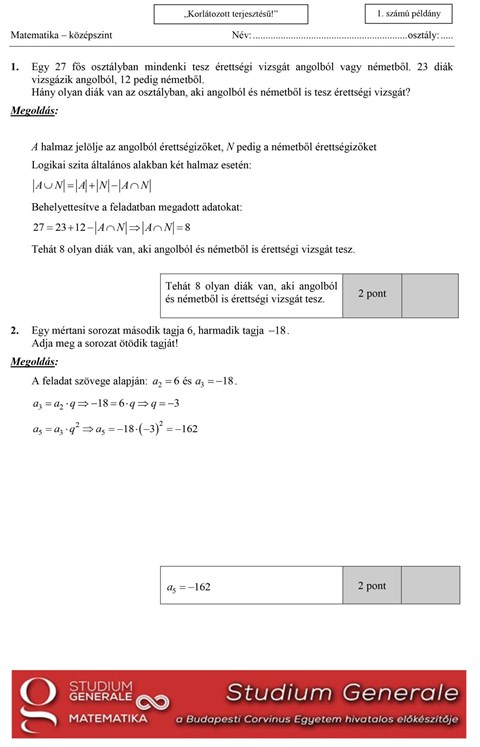 Eduline Hu Erettsegi Felveteli Megvannak A Matekerettsegi Megoldasai Itt Talaljatok A Rovid Feladatokat