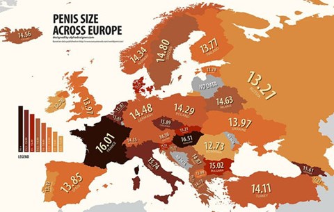 Péniszméret világtérkép: Európában a magyaroké a legnagyobb